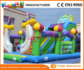 Fun City Giant Amusement Park Commercial Bouncy Castles 0.55 MM PVC Tarpaulin